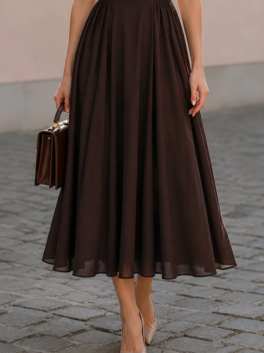 Mock Neck Short Sleeve Fit-and-Flare Midi Dress sold by Mooyius product image thumbnail 4