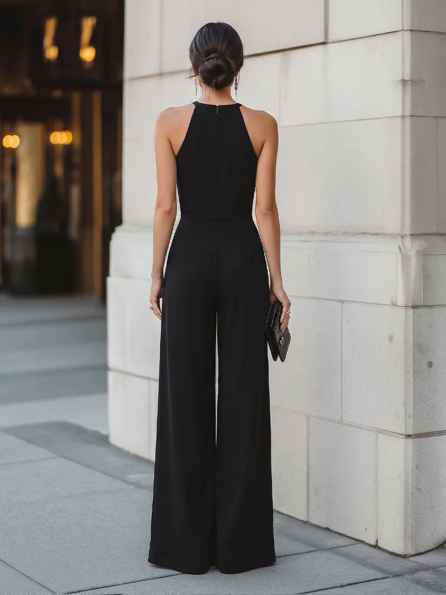 Halter-Neck Lace Bodice Wide-Leg Jumpsuit sold by Mooyius product image thumbnail 5