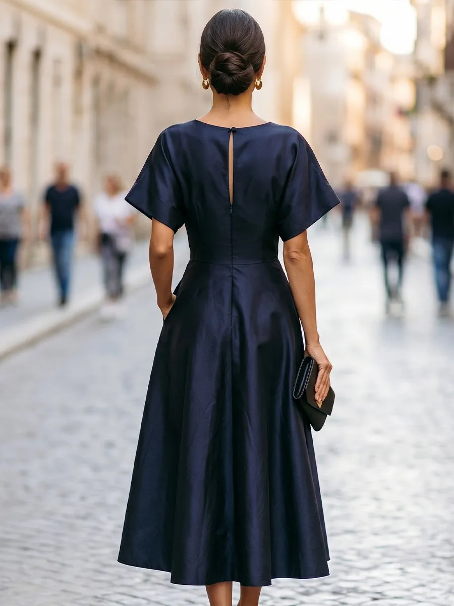 V-Neck Flutter-Sleeve A-Line Midi Dress sold by Mooyius product image thumbnail 5