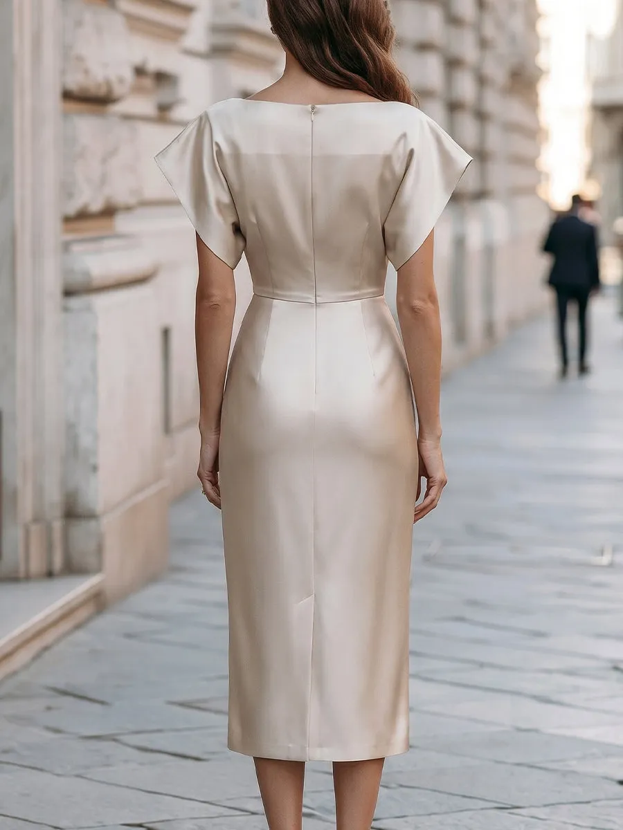 Cap-Sleeve Fitted Midi Dress sold by Mooyius product image thumbnail 5