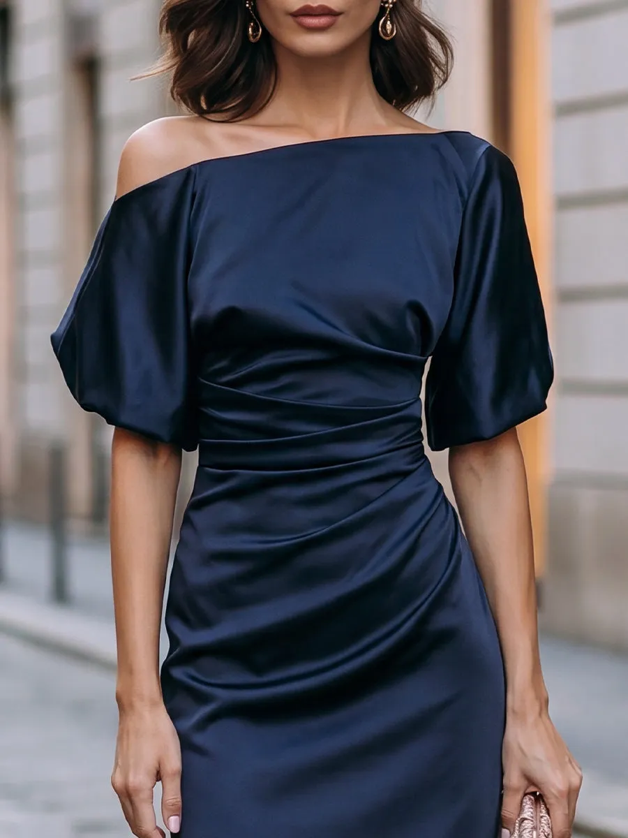 Off-Shoulder Midi Ruched Dress sold by Mooyius product image thumbnail 3