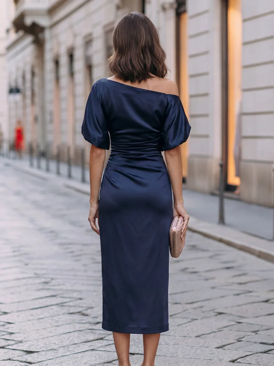 Off-Shoulder Midi Ruched Dress sold by Mooyius product image thumbnail 5