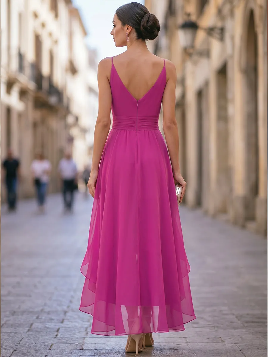 V-Neck Chiffon High-Low Dress With Ruched Waist sold by Mooyius product image thumbnail 5