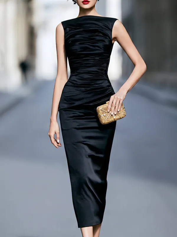 Sleeveless Ruched Evening Sheath Dress made by Mooyius