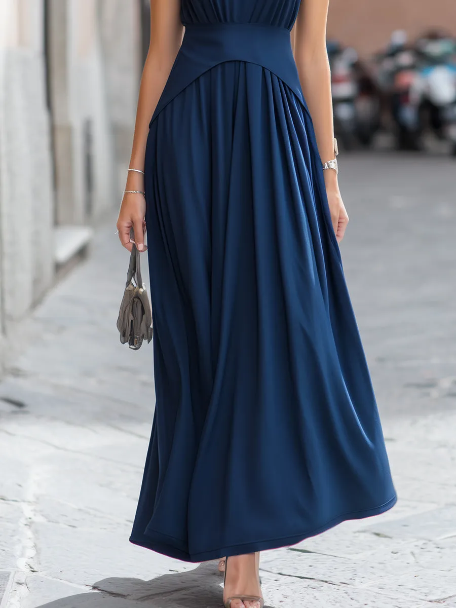 Sleeveless A-Line Maxi Dress With Draped Waist sold by Mooyius product image thumbnail 3