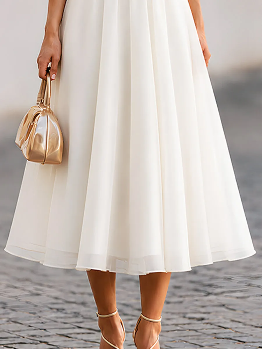 Elegant Draped Sleeve Midi Dress With Fitted Waist sold by Mooyius product image thumbnail 3