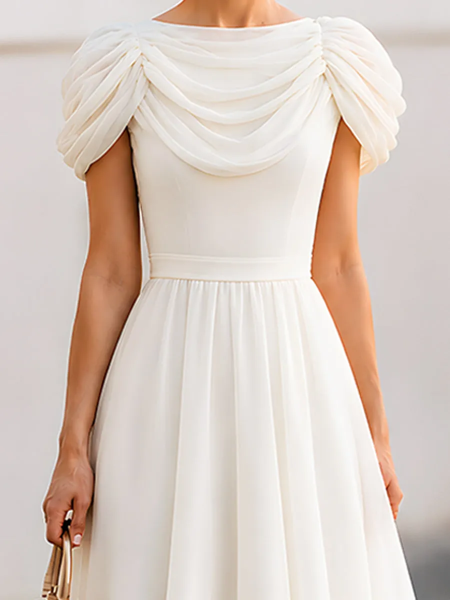 Elegant Draped Sleeve Midi Dress With Fitted Waist sold by Mooyius product image thumbnail 4