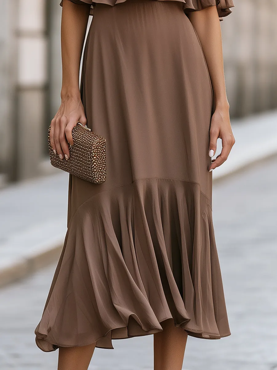 Elegant Chiffon Cape Sleeve Maxi Dress sold by Mooyius product image thumbnail 4