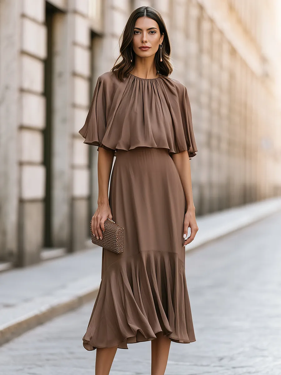 Elegant Chiffon Cape Sleeve Maxi Dress sold by Mooyius product image thumbnail 2