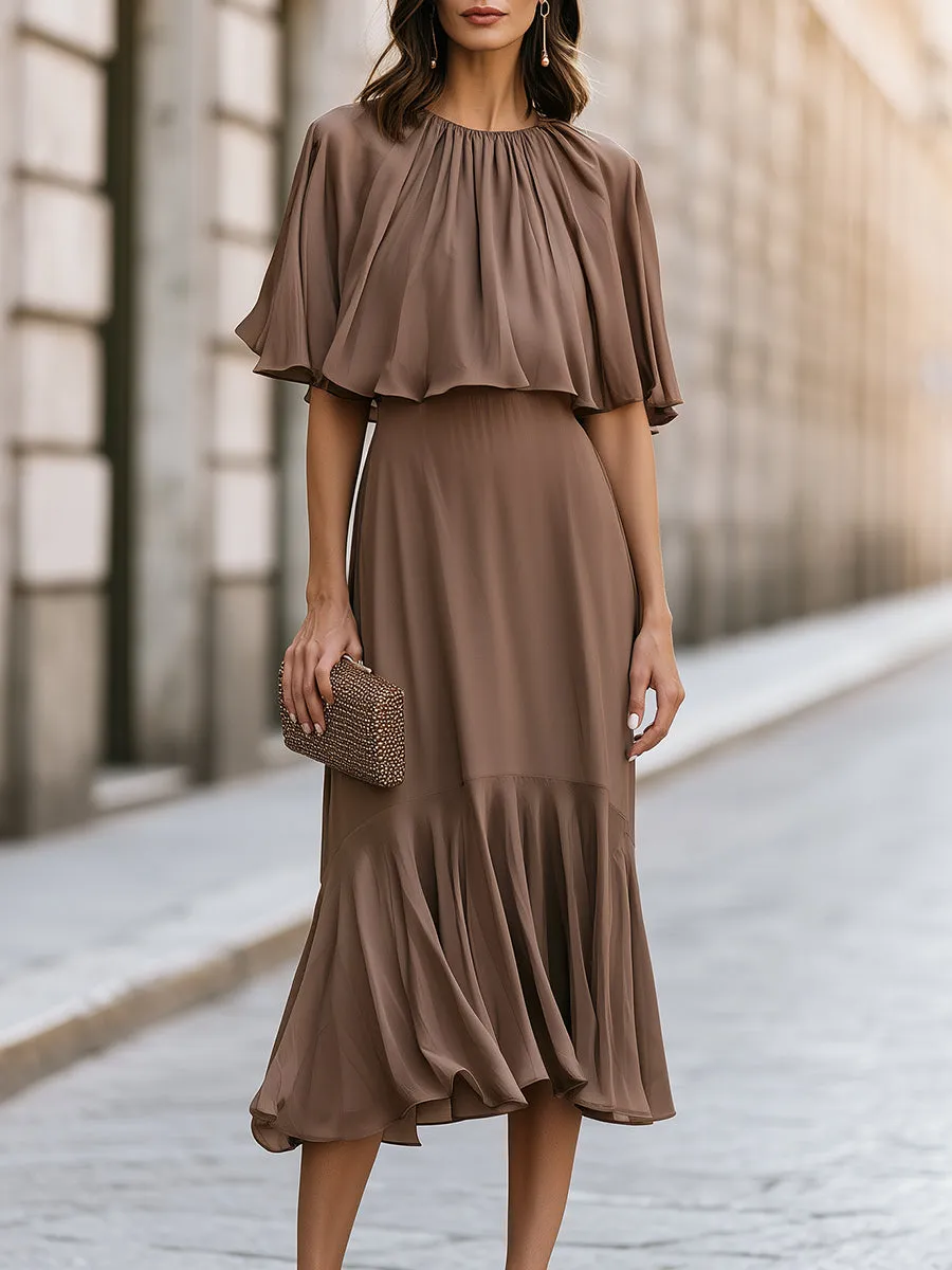 Elegant Chiffon Cape Sleeve Maxi Dress sold by Mooyius