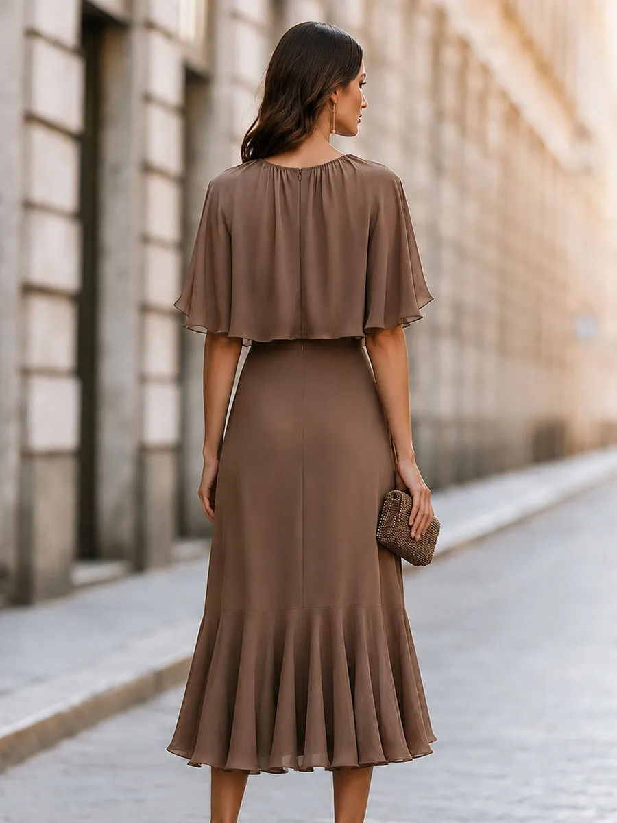 Elegant Chiffon Cape Sleeve Maxi Dress sold by Mooyius product image thumbnail 5