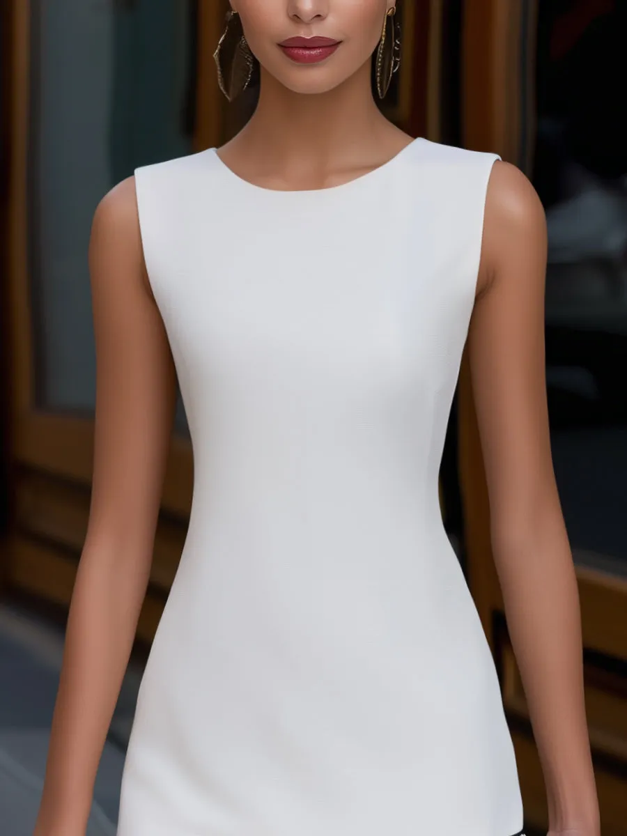 Contrast Trim Tiered Hem Sleeveless Mini Dress sold by Mooyius product image thumbnail 2