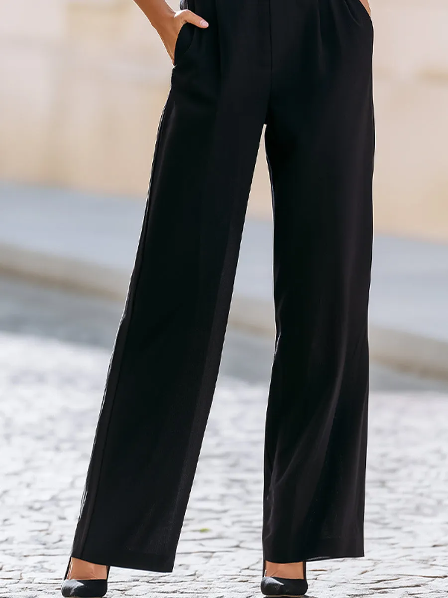 Black Adjustable Strap Wide Leg Overalls (Top Not Included) sold by Mooyius product image thumbnail 4