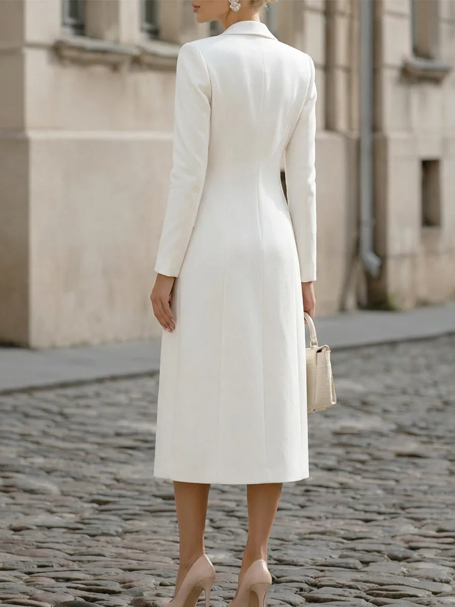 Notched Lapel Long Blazer & Strapless Tube Bodycon Midi Dress Two-Piece Set sold by Mooyius product image thumbnail 4