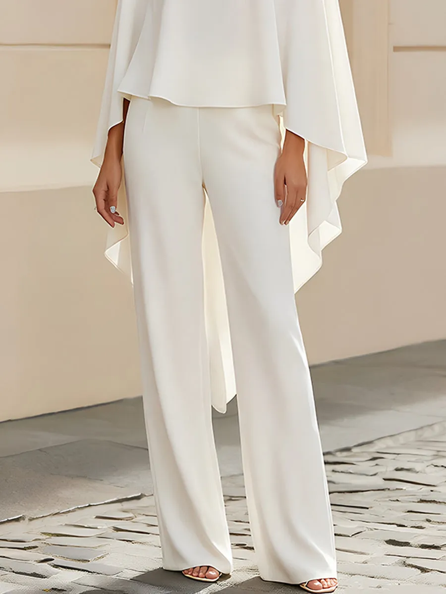 Boat Neck Cape Sleeve Cropped Blouse & High Waist Wide Leg Pants Two-Piece Set sold by Mooyius product image thumbnail 4