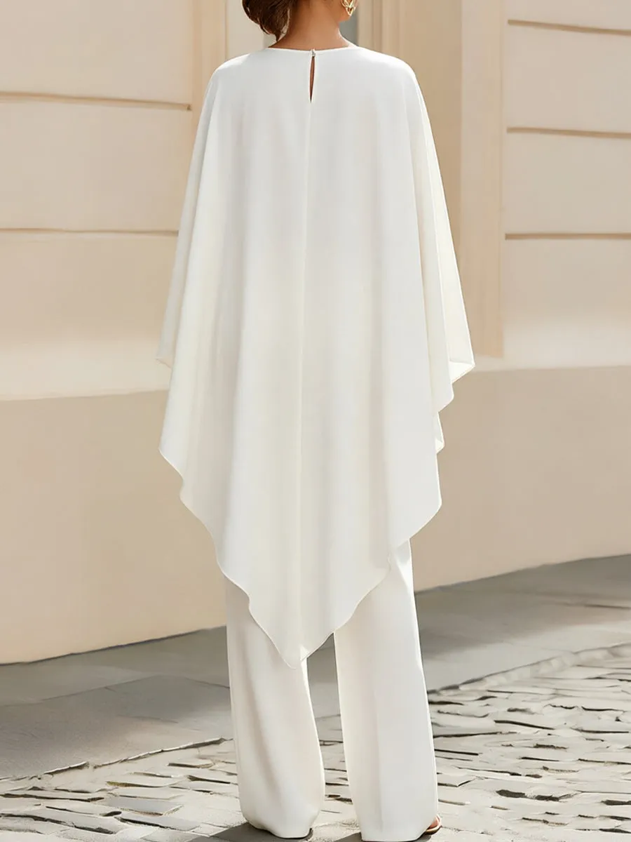 Boat Neck Cape Sleeve Cropped Blouse & High Waist Wide Leg Pants Two-Piece Set sold by Mooyius product image thumbnail 2