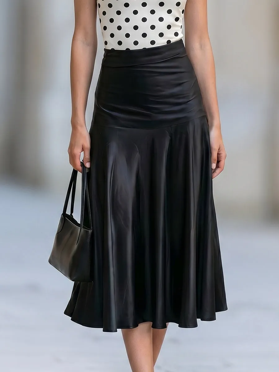 Polka Dot Satin Two-Piece Midi Skirt Set sold by Mooyius product image thumbnail 3