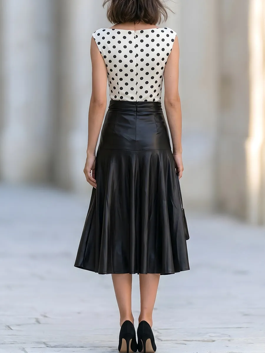 Polka Dot Satin Two-Piece Midi Skirt Set sold by Mooyius product image thumbnail 4