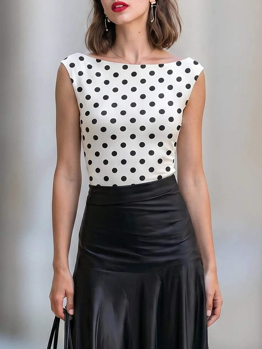 Polka Dot Satin Two-Piece Midi Skirt Set sold by Mooyius product image thumbnail 2
