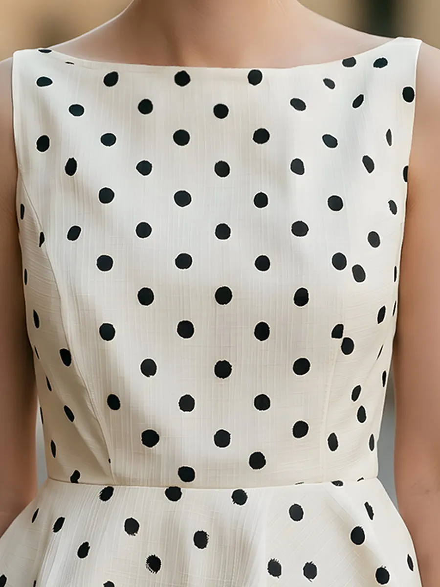 Polka Dot Sleeveless Boat Neck Peplum Top sold by Mooyius product image thumbnail 2