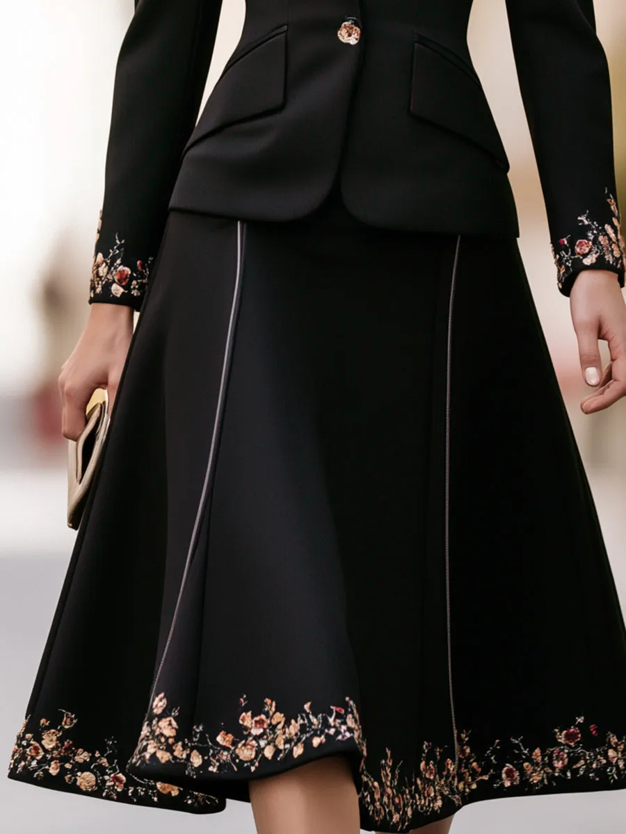 Embroidered Floral Peplum Blazer & A-Line Skirt Two-Piece Suit sold by Mooyius product image thumbnail 4