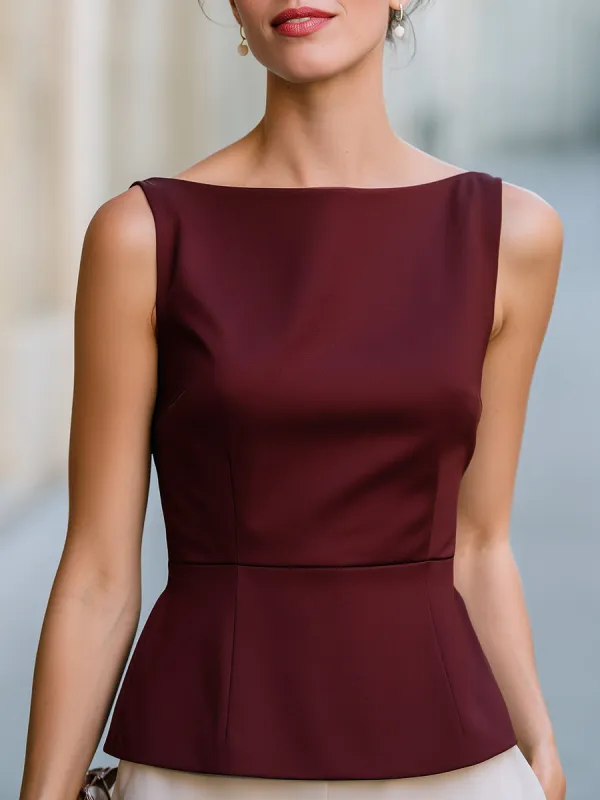 Sleeveless Boat Neck Peplum Top made by Mooyius