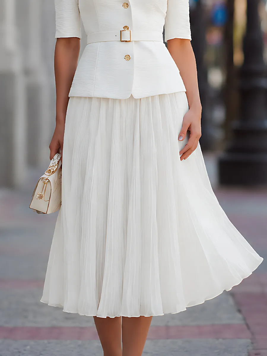 Blazer And Pleated Midi Skirt Set sold by Mooyius product image thumbnail 3