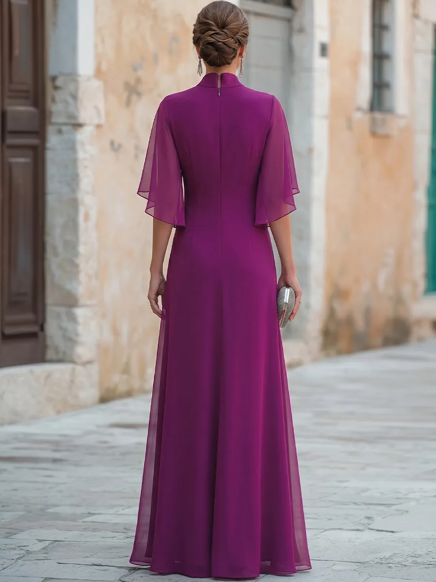 Chiffon Capelet Sleeve Fitted Full Length Evening Gown sold by Mooyius product image thumbnail 4