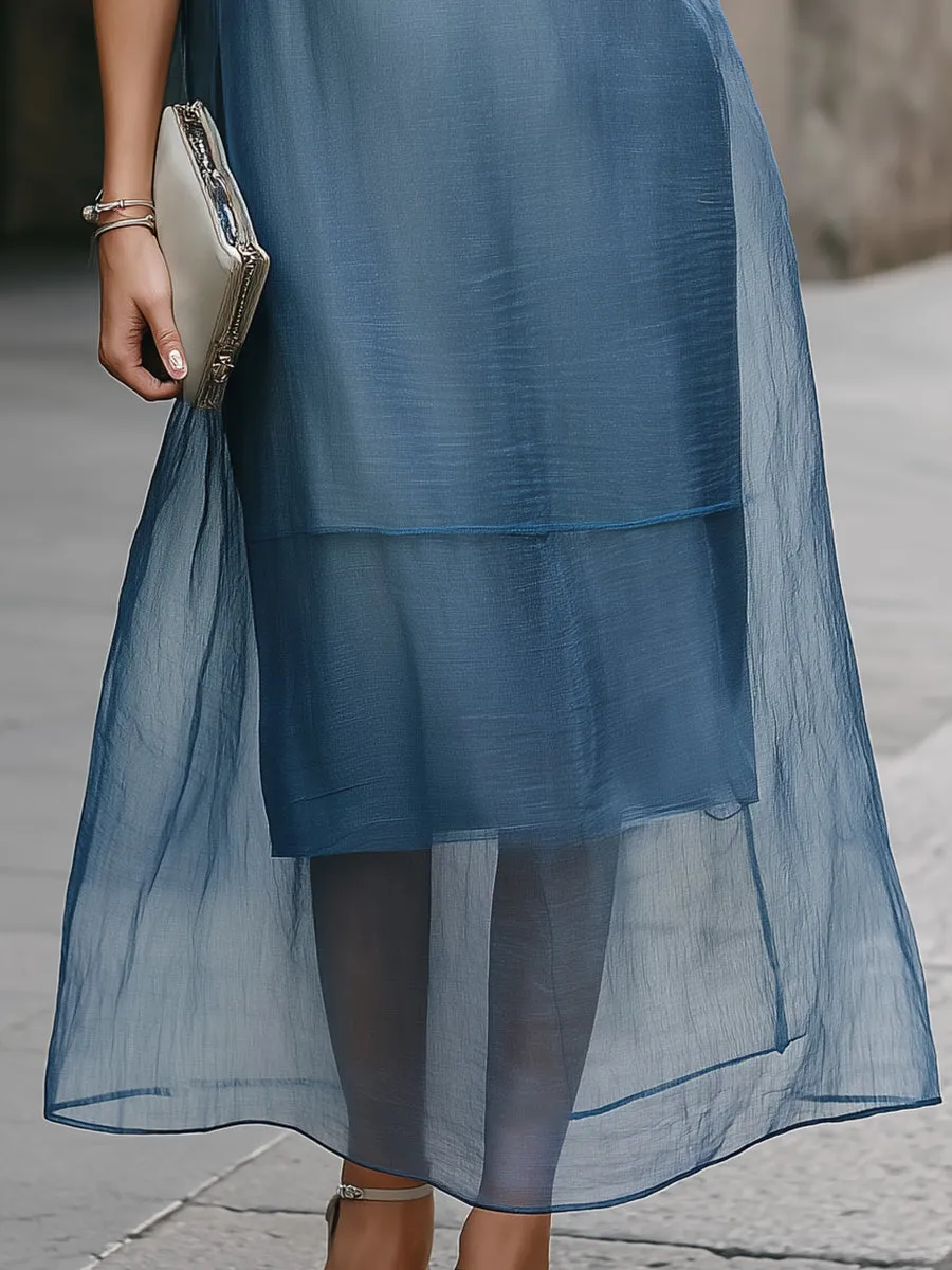 Sheer Layered Chiffon Midi Dress sold by Mooyius product image thumbnail 5