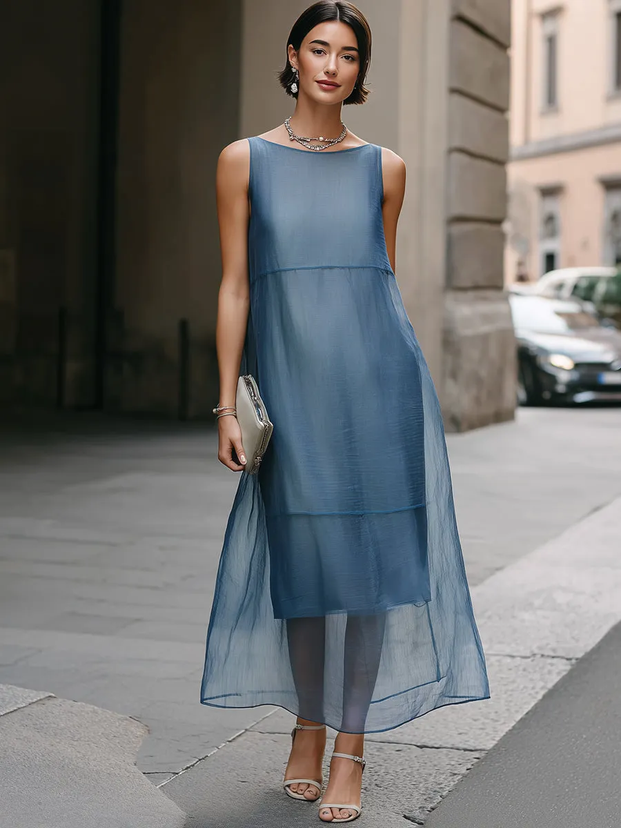 Sheer Layered Chiffon Midi Dress sold by Mooyius product image thumbnail 2