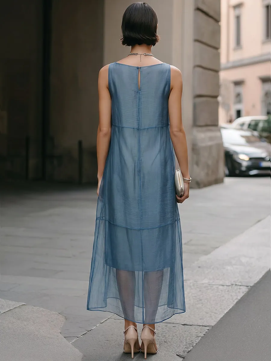 Sheer Layered Chiffon Midi Dress sold by Mooyius product image thumbnail 4
