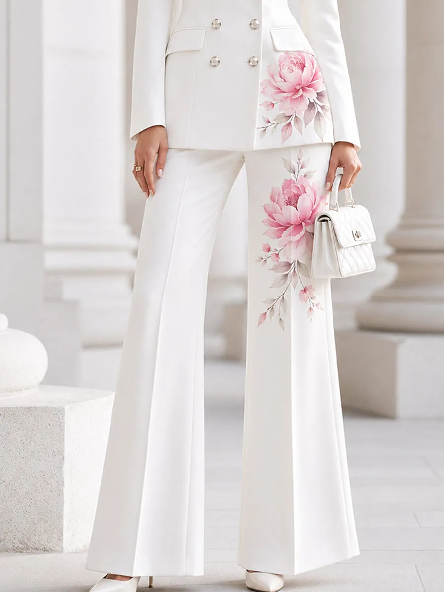 Double-Breasted Blazer & Flared Pants Suit Two-Piece Set sold by Mooyius product image thumbnail 4
