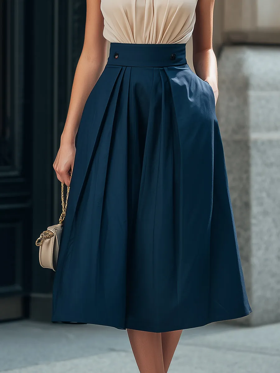 Halter-Neck Gathered Bodice Pleated Midi Dress sold by Mooyius product image thumbnail 4