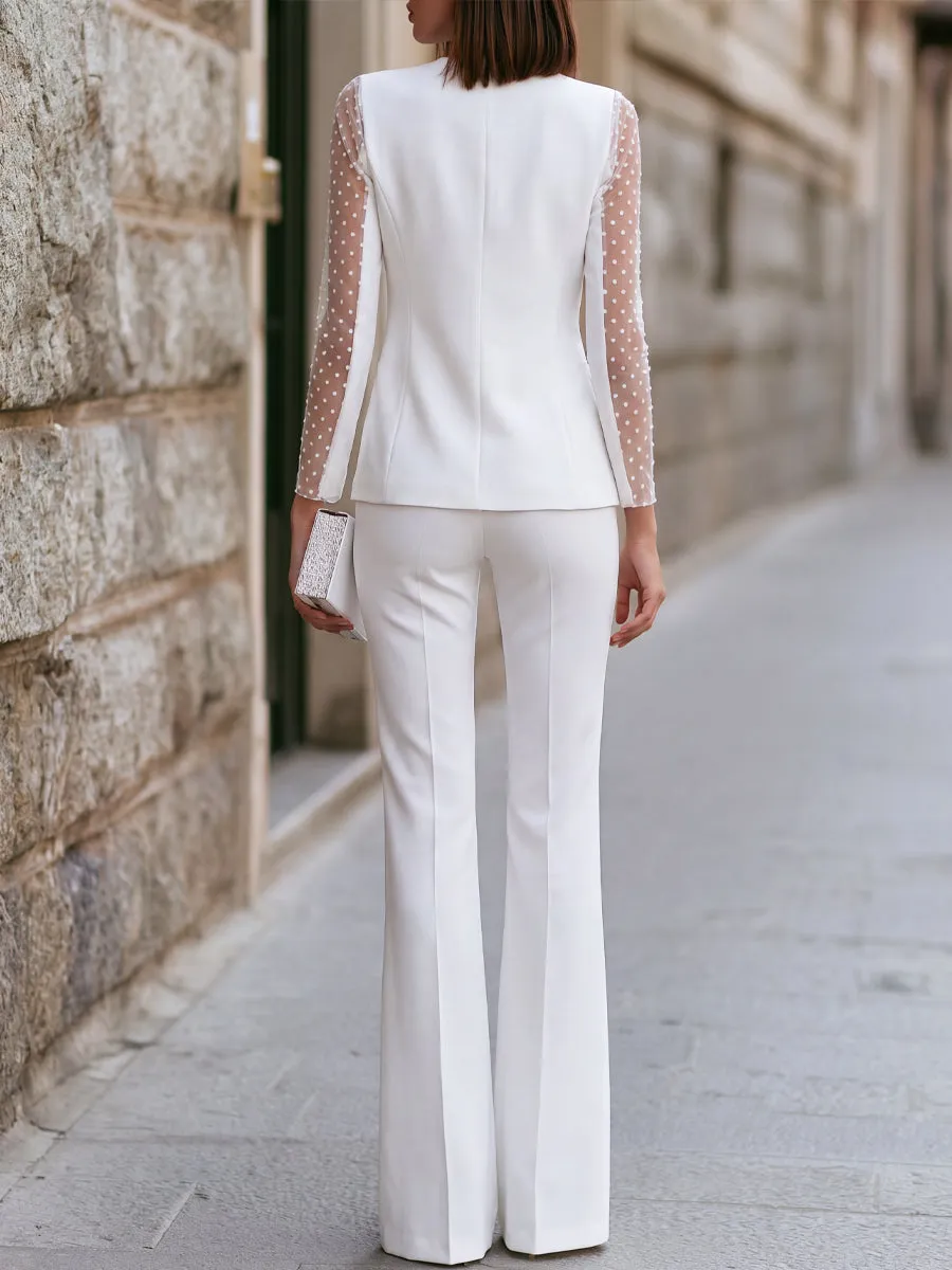 Three-Piece Set Polka Dot Sheer Sleeve Blazer Camisole And Trousers sold by Mooyius product image thumbnail 5