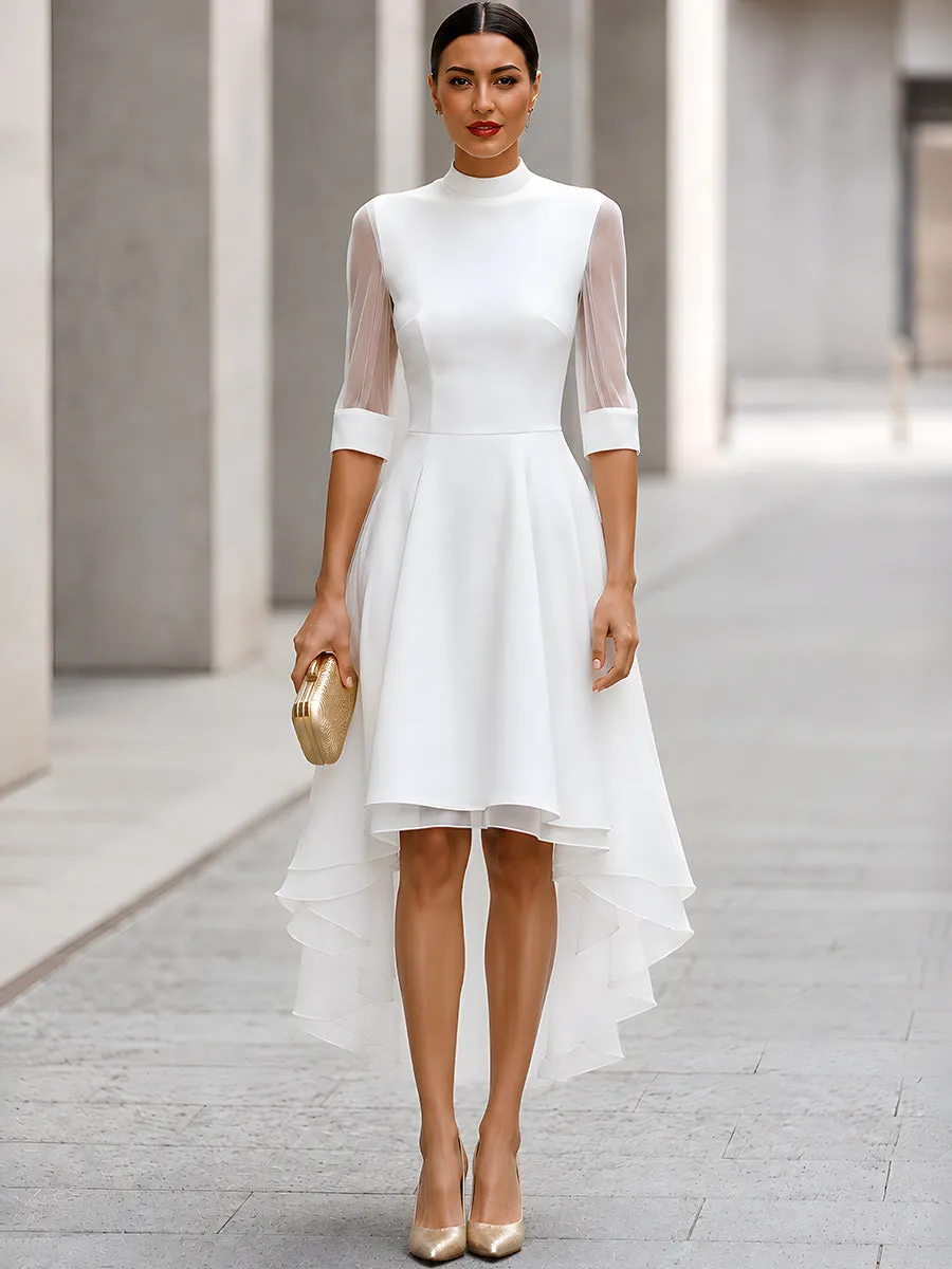 Sheer Sleeve High-Low A-Line Midi Dress sold by Mooyius product image thumbnail 2