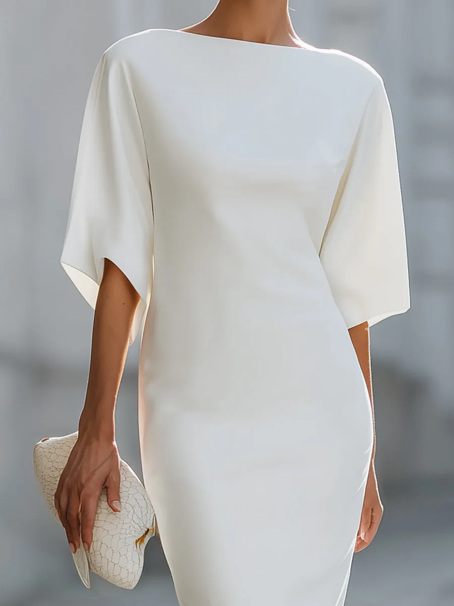 Boat Neck Dolman Sleeve Midi Sheath Dress sold by Mooyius product image thumbnail 3
