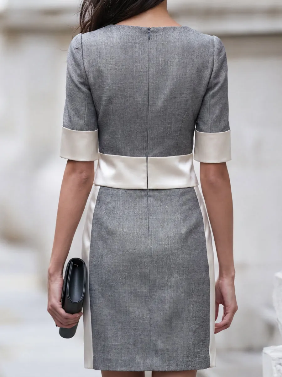 Satin Panel Color-Block Tailored Two-Piece Set sold by Mooyius product image thumbnail 4