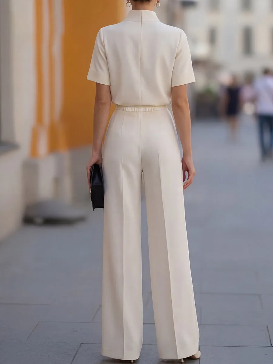 Minimalist Structured High-Neck Wide-Leg Two-Piece Set sold by Mooyius product image thumbnail 4