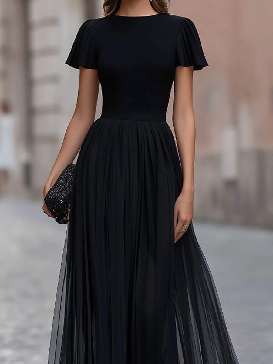 Flutter Sleeve Pleated A-Line Maxi Dress sold by Mooyius product image thumbnail 3