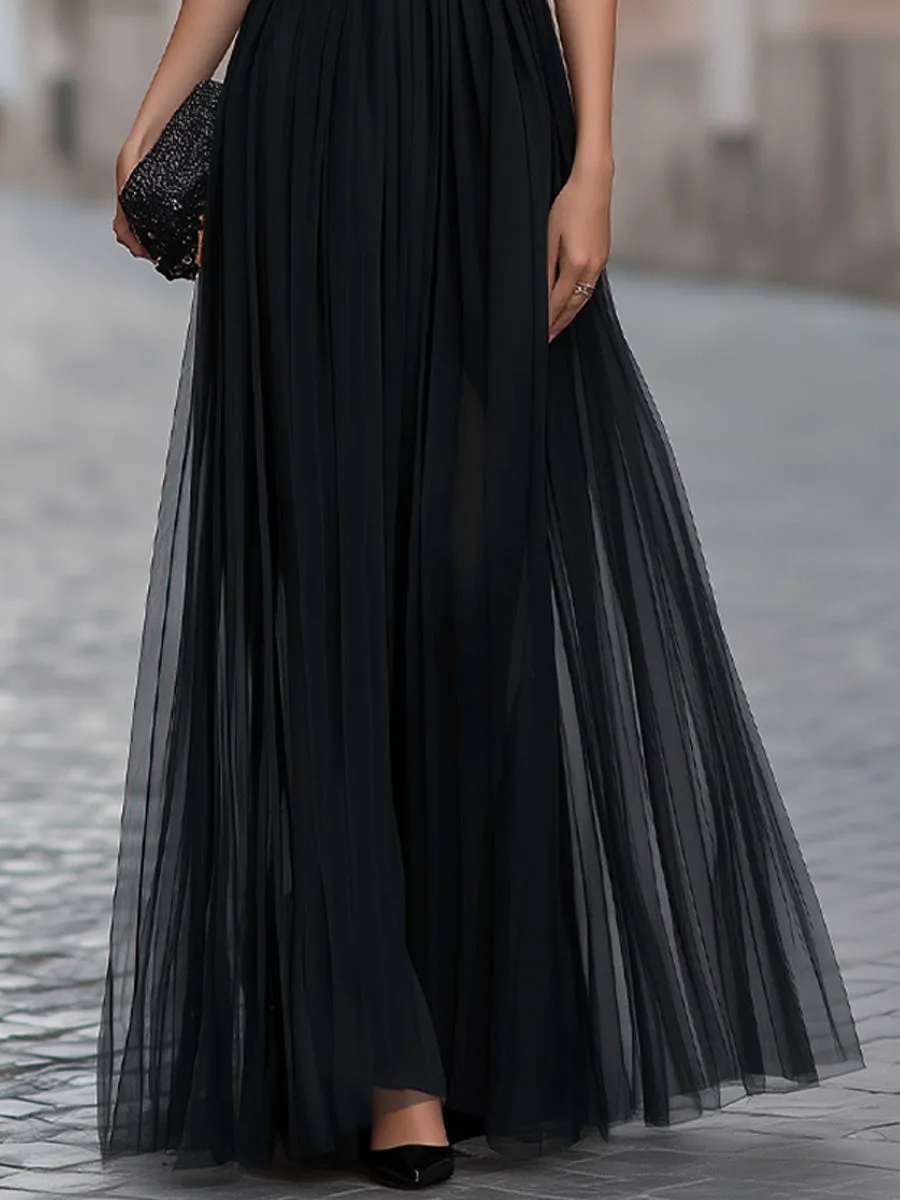 Flutter Sleeve Pleated A-Line Maxi Dress sold by Mooyius product image thumbnail 4