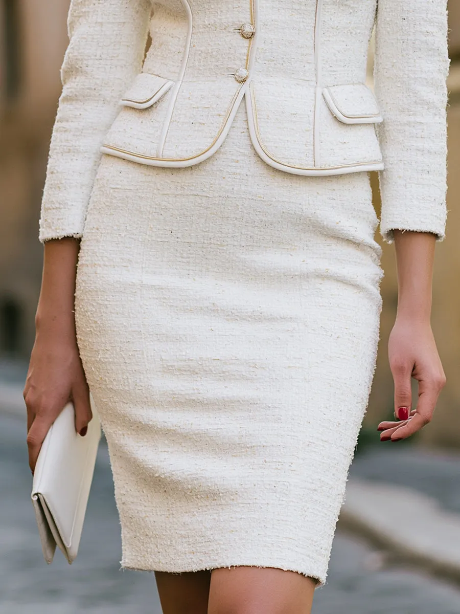 Piped Collar Tailored Blazer And Pencil Skirt Set sold by Mooyius product image thumbnail 4