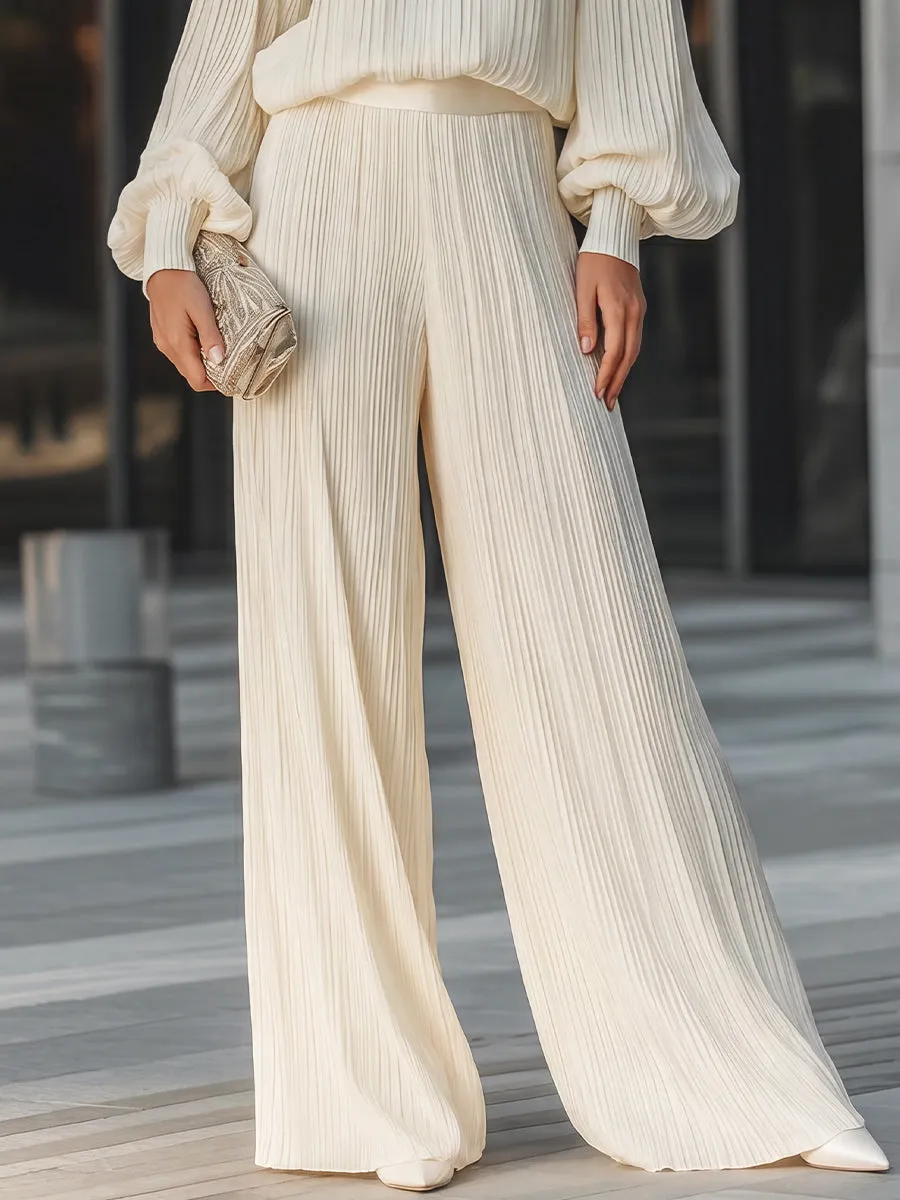 Vertical Pleated Flowing Wide-Leg Two-Piece Set sold by Mooyius product image thumbnail 3