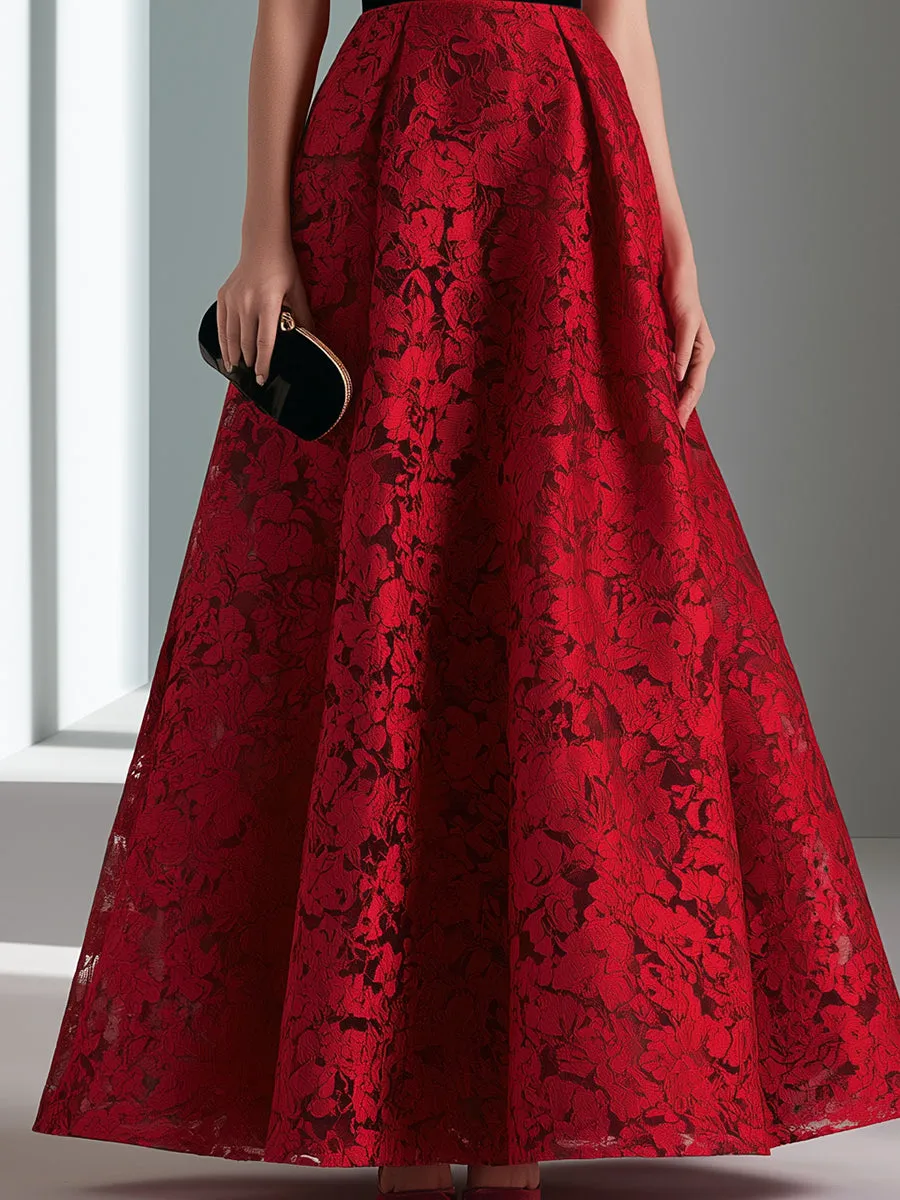 Contrast Waist Floral Lace A-Line Evening Gown sold by Mooyius product image thumbnail 4