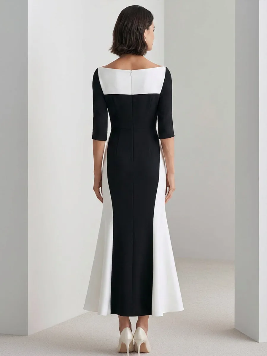 Colorblock Bateau Neck Mermaid Evening Gown sold by Mooyius product image thumbnail 5