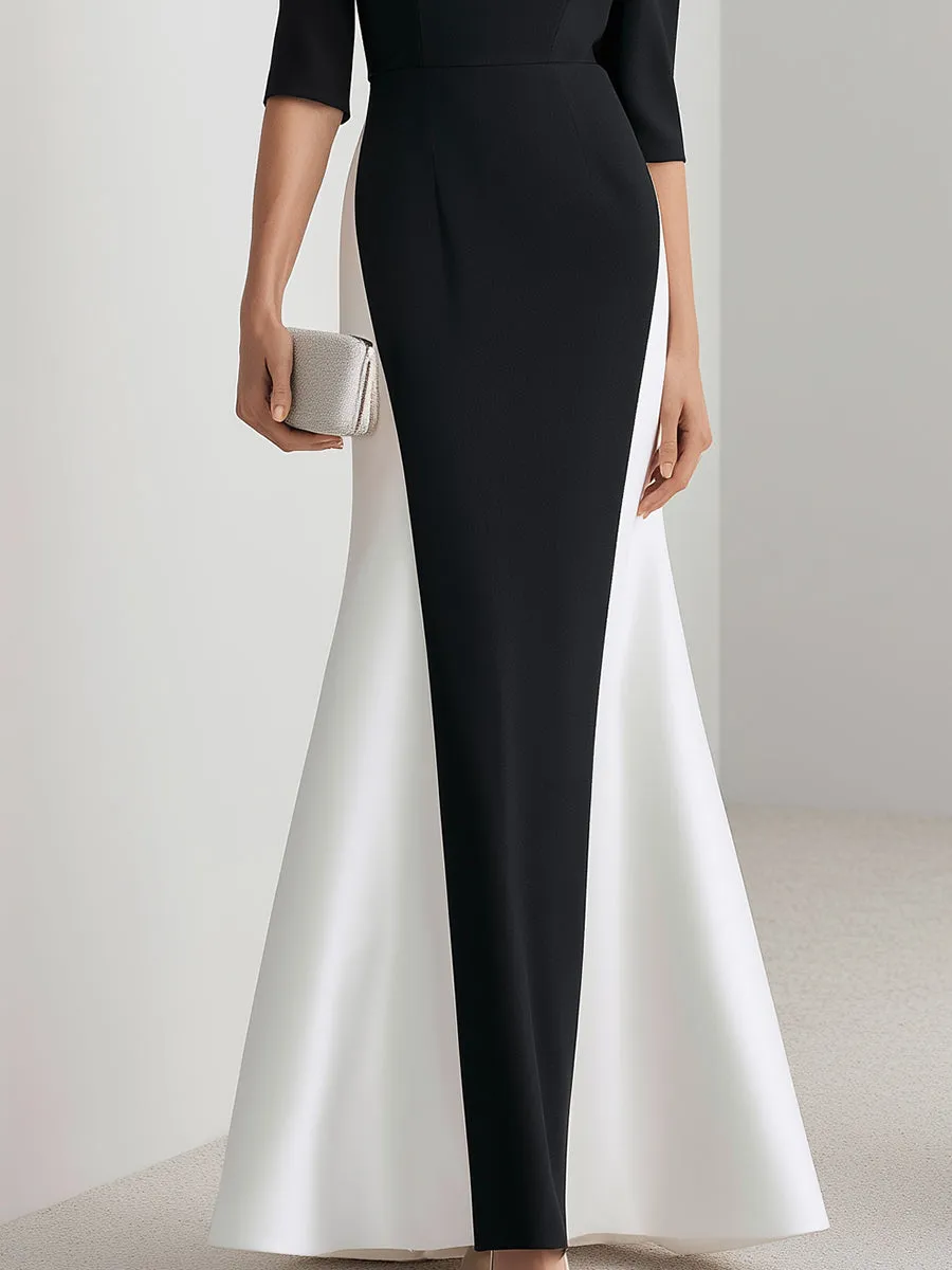 Colorblock Bateau Neck Mermaid Evening Gown sold by Mooyius product image thumbnail 4