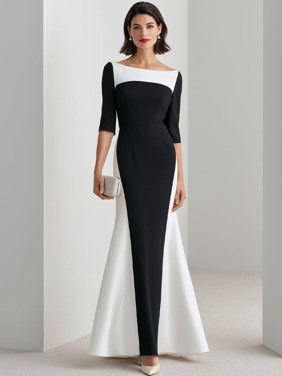 Colorblock Bateau Neck Mermaid Evening Gown sold by Mooyius product image thumbnail 2