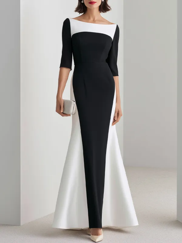 Colorblock Bateau Neck Mermaid Evening Gown made by Mooyius