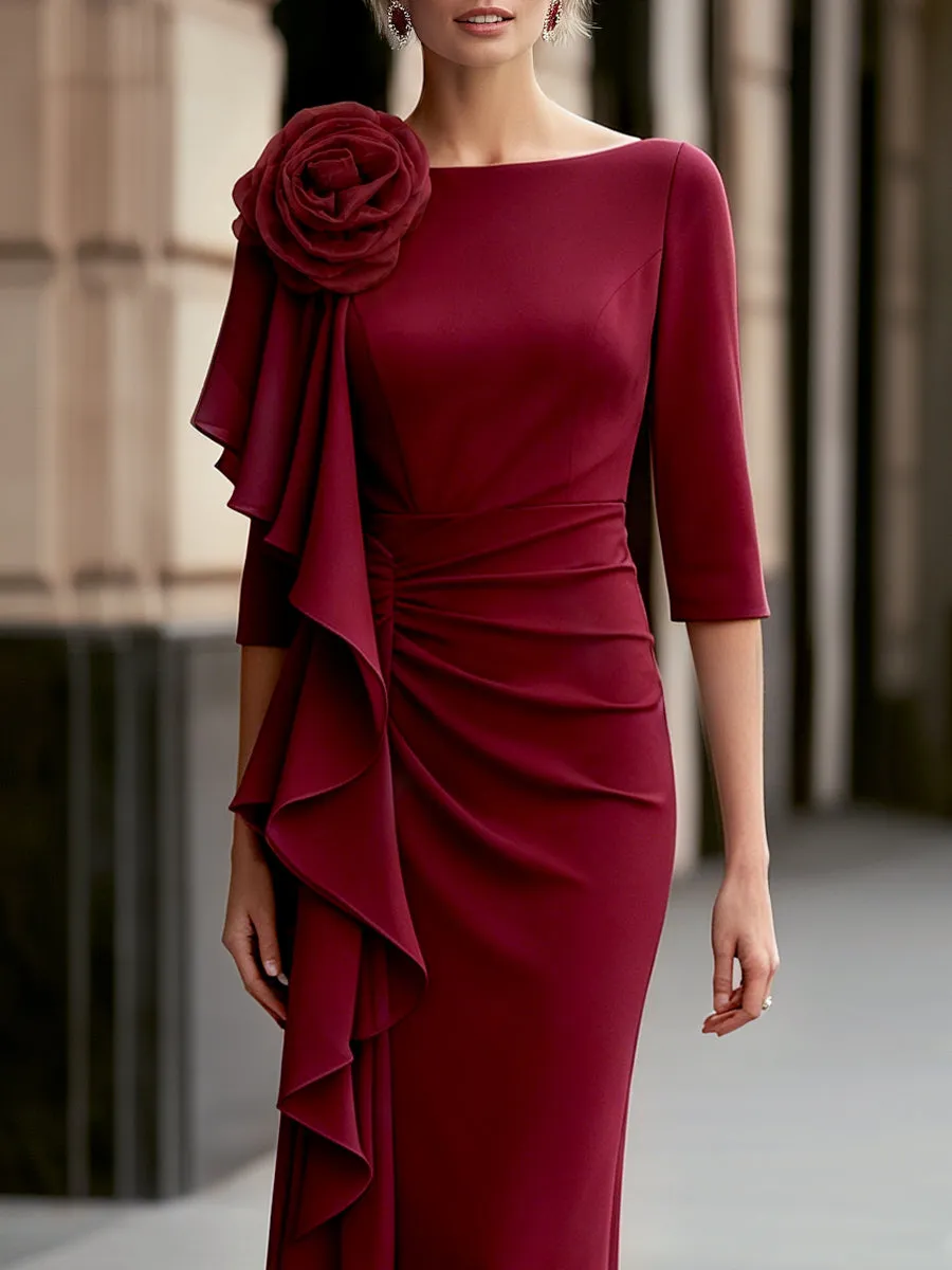 Floral Shoulder Draped Ruffle Detail Maxi Dress sold by Mooyius product image thumbnail 2