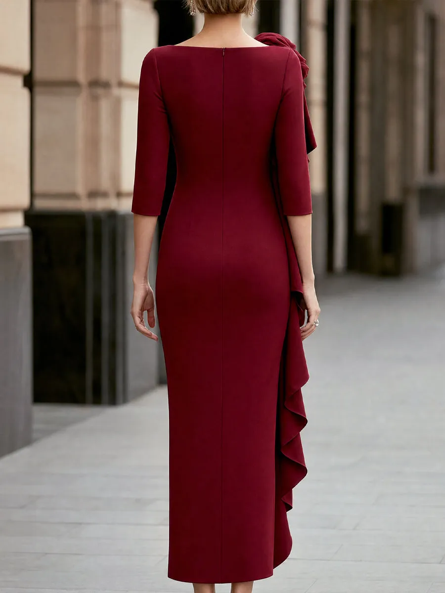 Floral Shoulder Draped Ruffle Detail Maxi Dress sold by Mooyius product image thumbnail 4