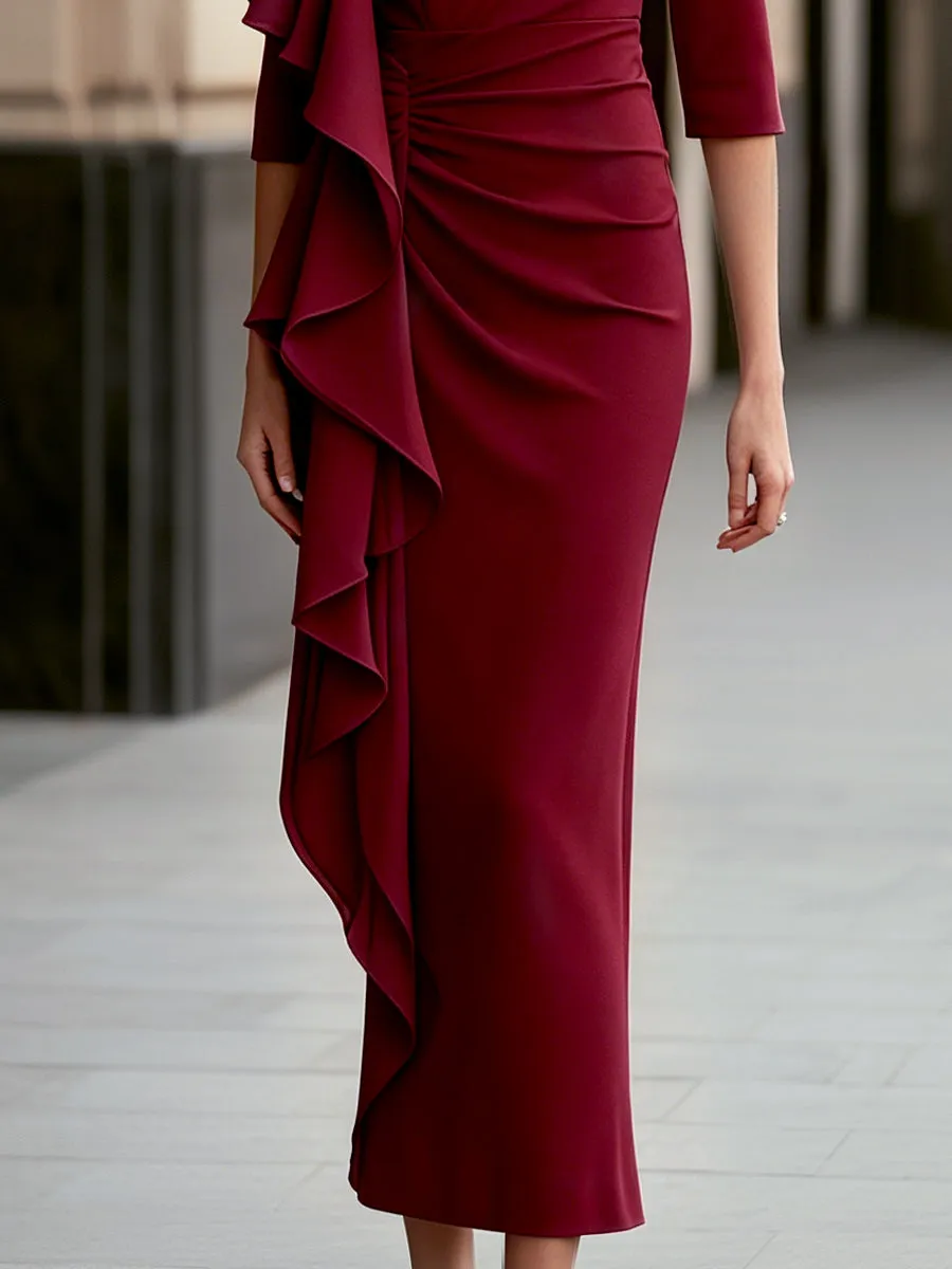 Floral Shoulder Draped Ruffle Detail Maxi Dress sold by Mooyius product image thumbnail 3